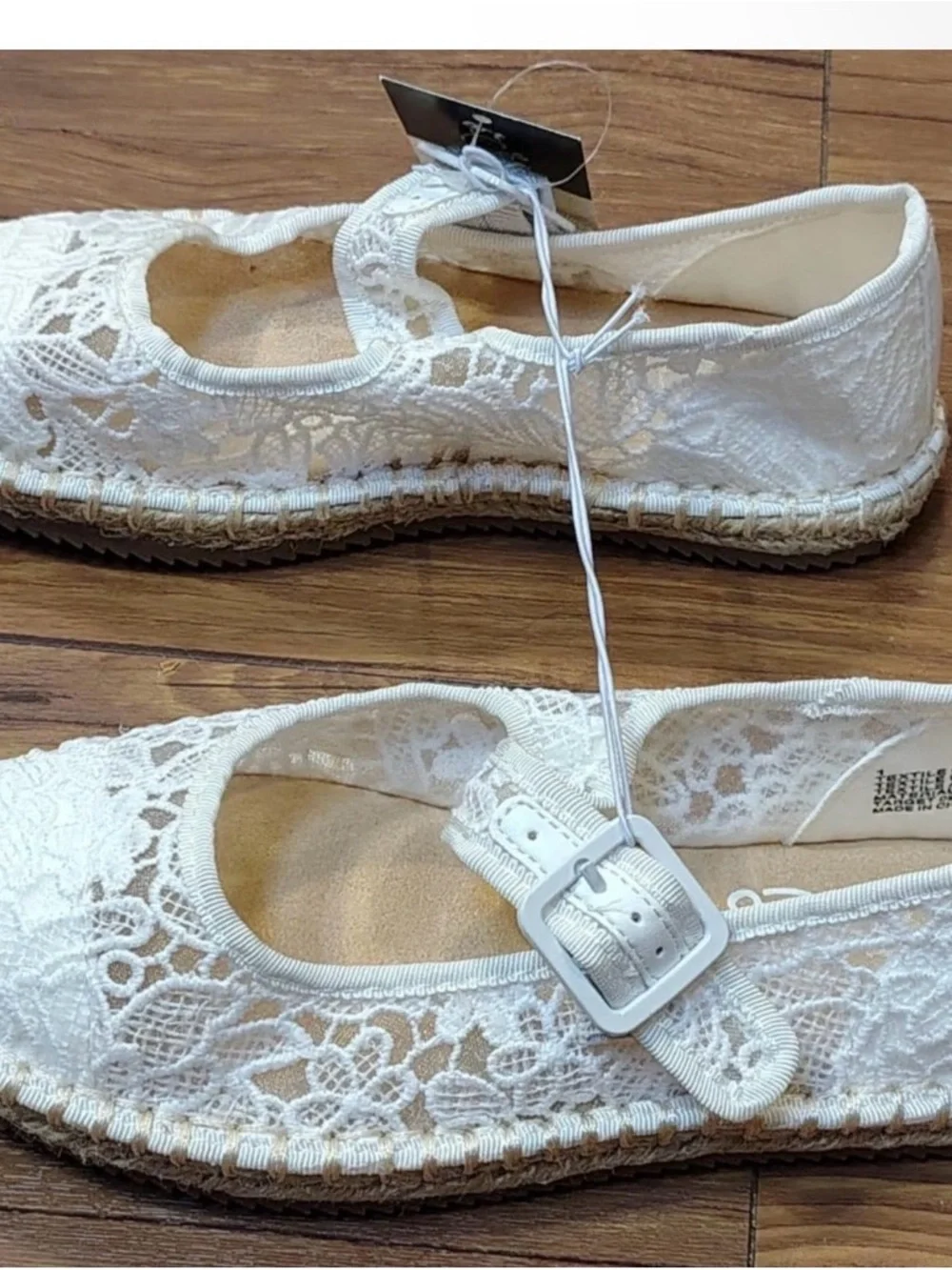 art class White Lace Mary Jane Espadrille Mules